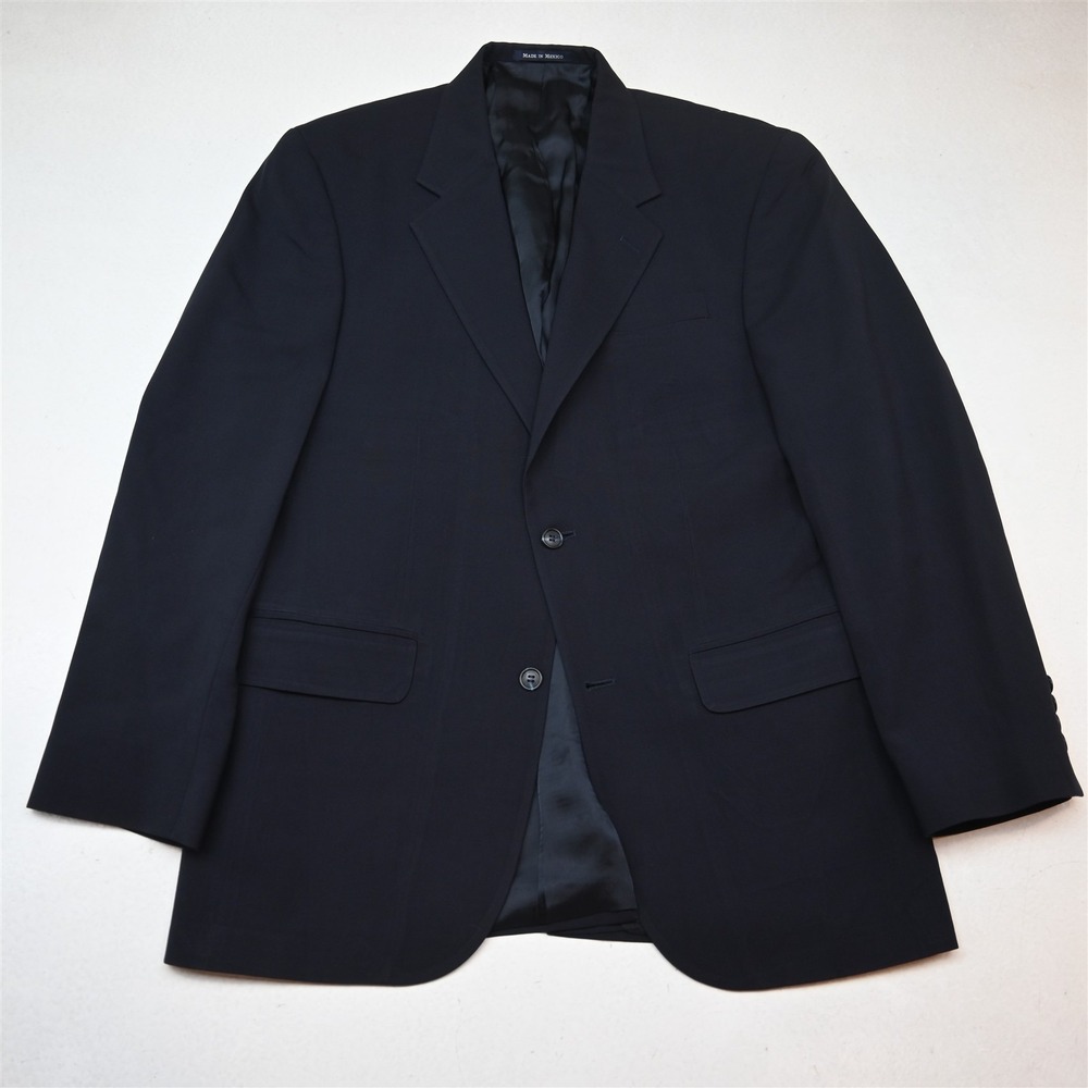 Vtg Lands End 38R Navy Blue 100% Wool Mens Blazer Suit Jacket Sport Coat